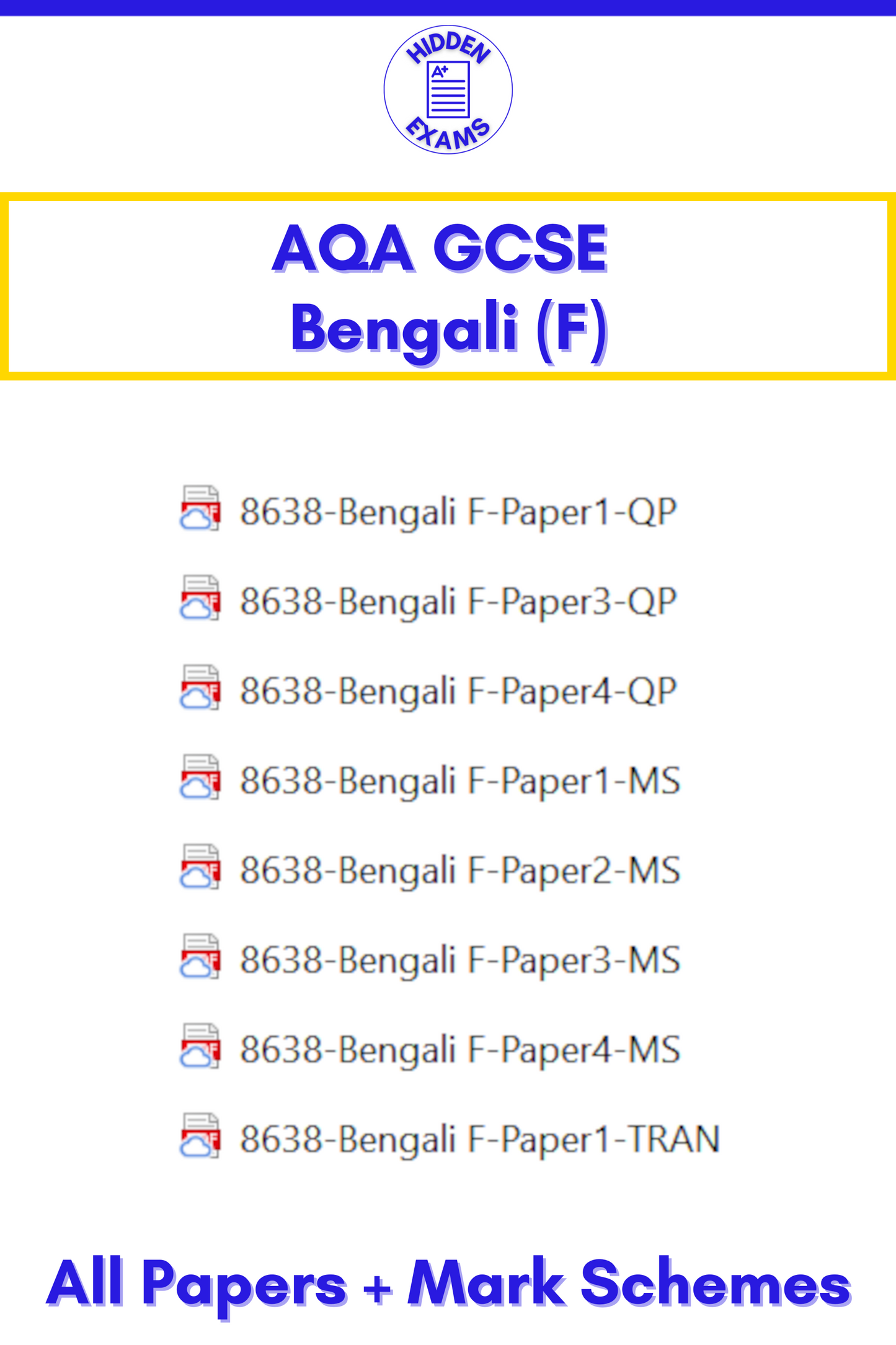 2024 AQA GCSE Bengali Papers & Mark Schemes