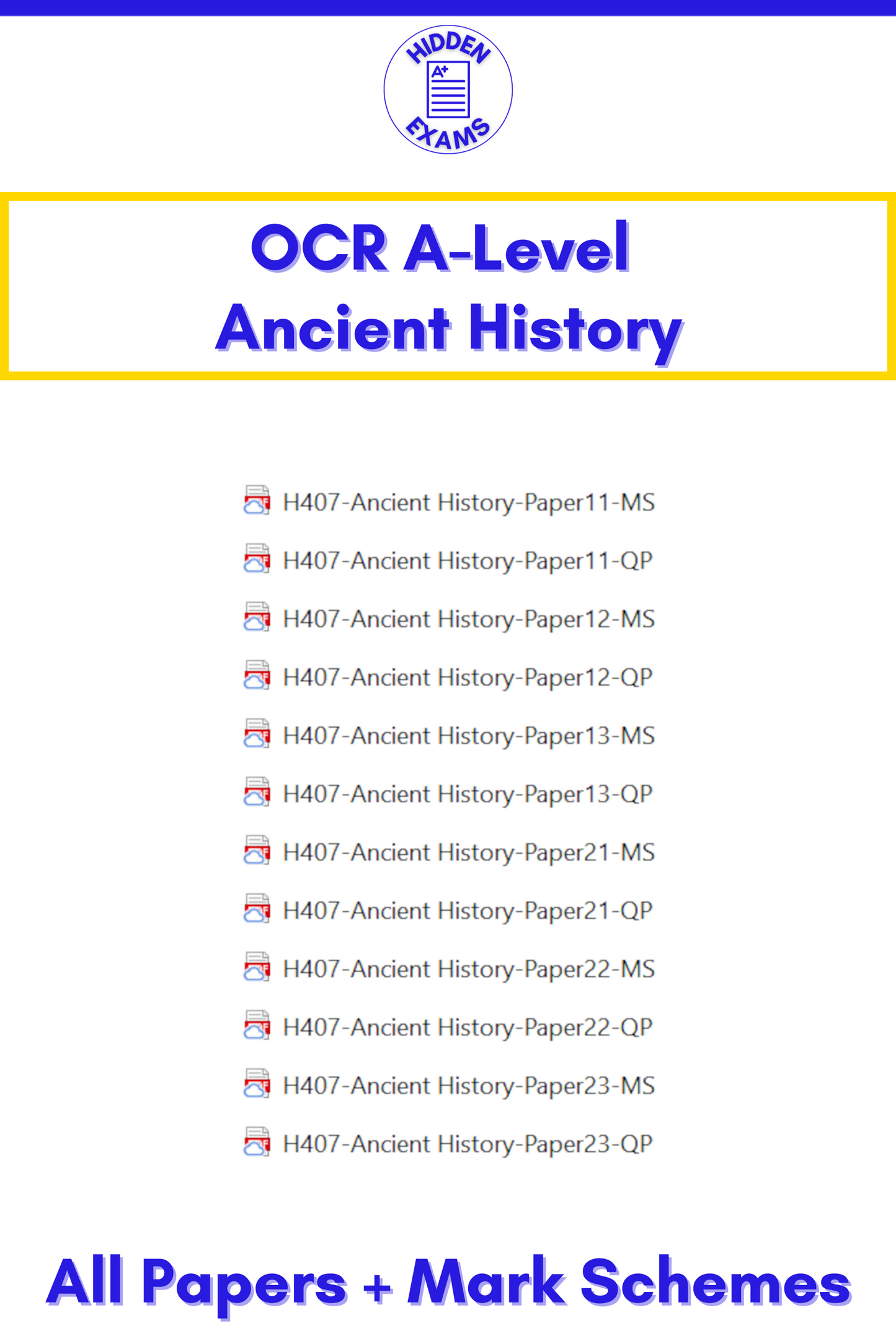 2024 OCR A-Level Ancient History Papers & Mark Schemes