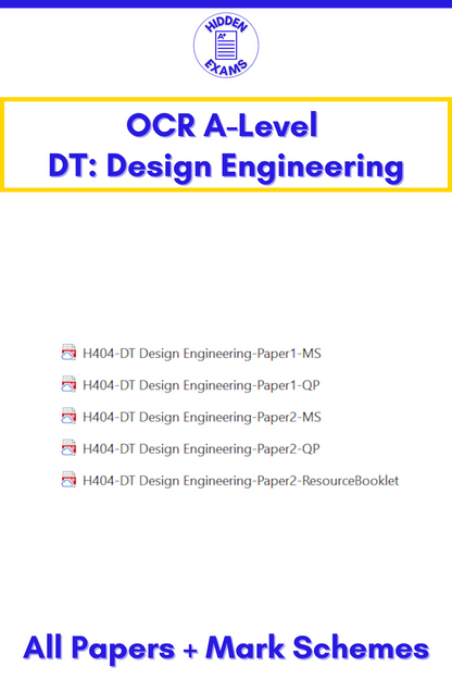 2024 OCR A-Level DT Design Engineering Papers & Mark Schemes