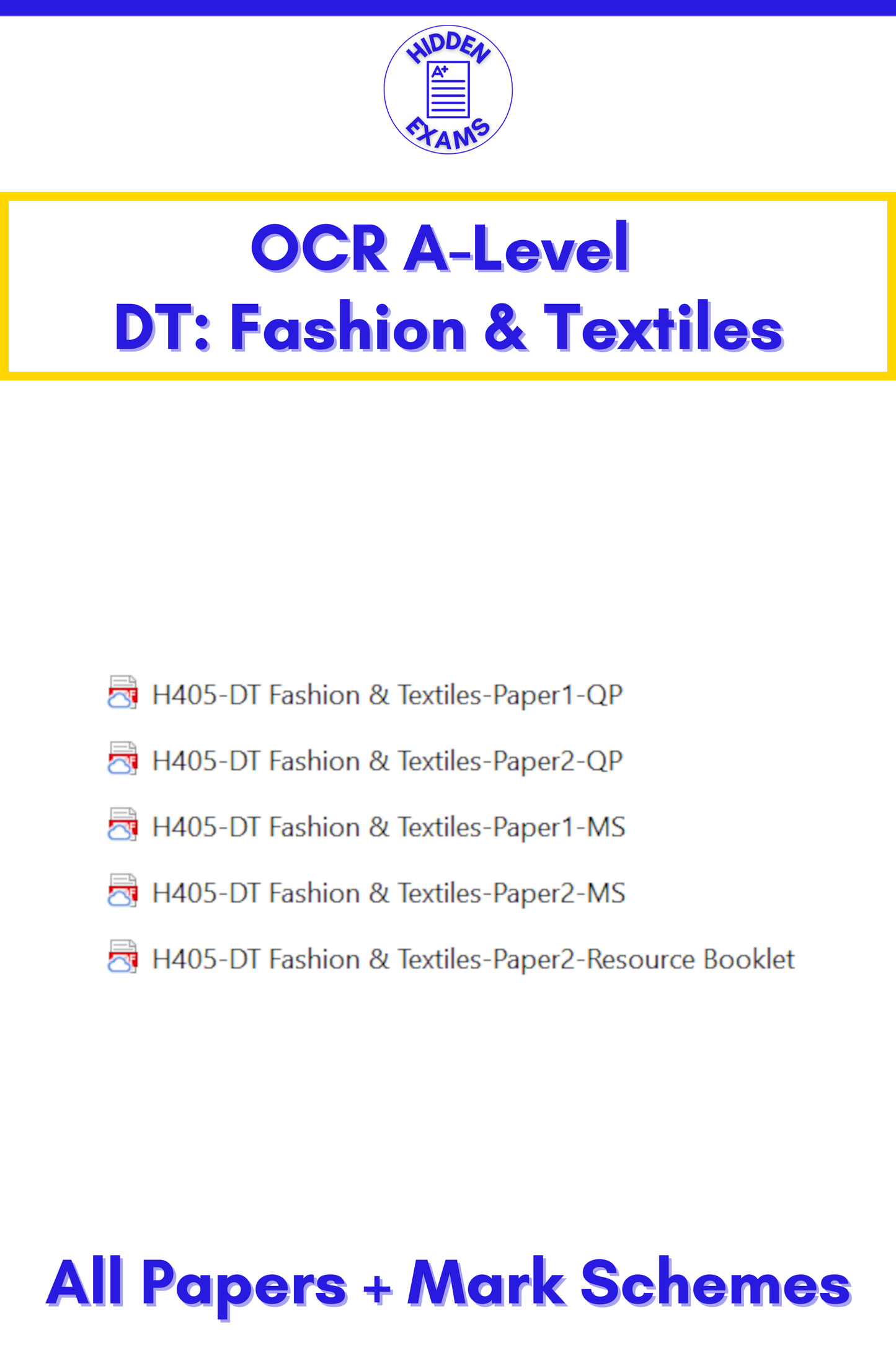 2024 OCR A-Level DT Fashion & Textiles Papers & Mark Schemes