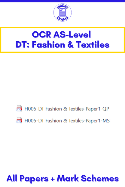 2024 OCR AS-Level DT Fashion & Textiles Papers & Mark Schemes