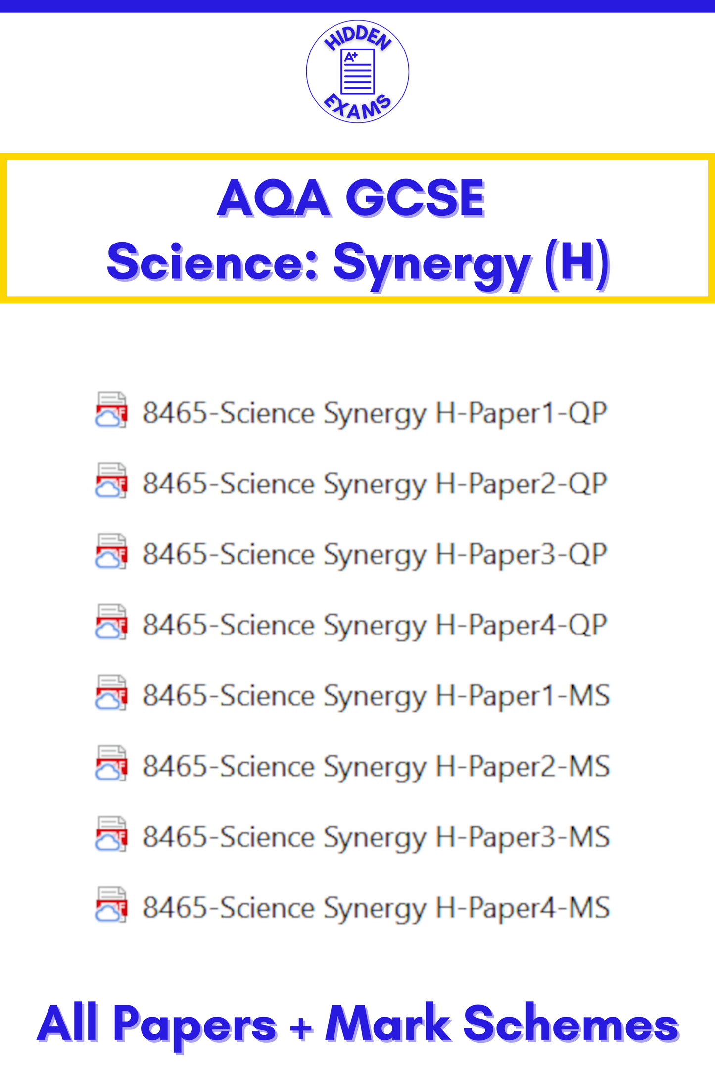 2024 AQA GCSE Science Synergy Papers & Mark Schemes