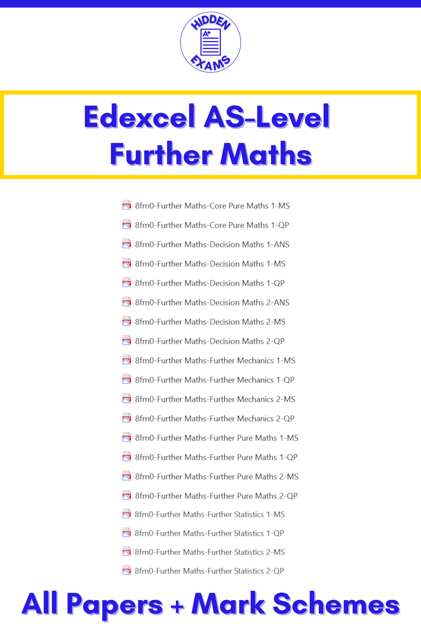 2024 Edexcel AS-Level Further Maths Papers & Mark Schemes