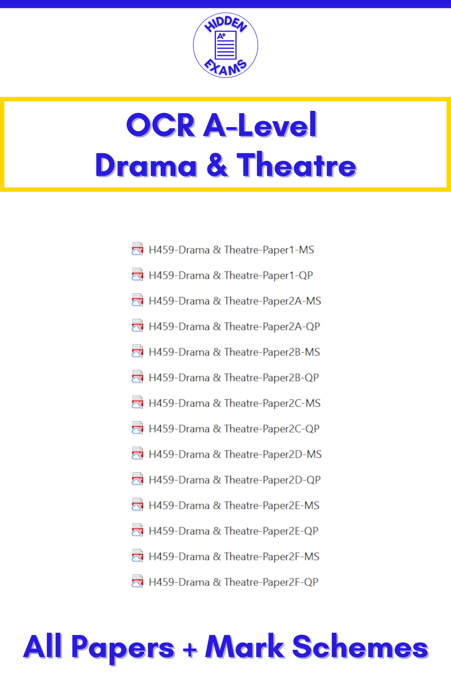 2024 OCR A-Level Drama & Theatre Papers & Mark Schemes