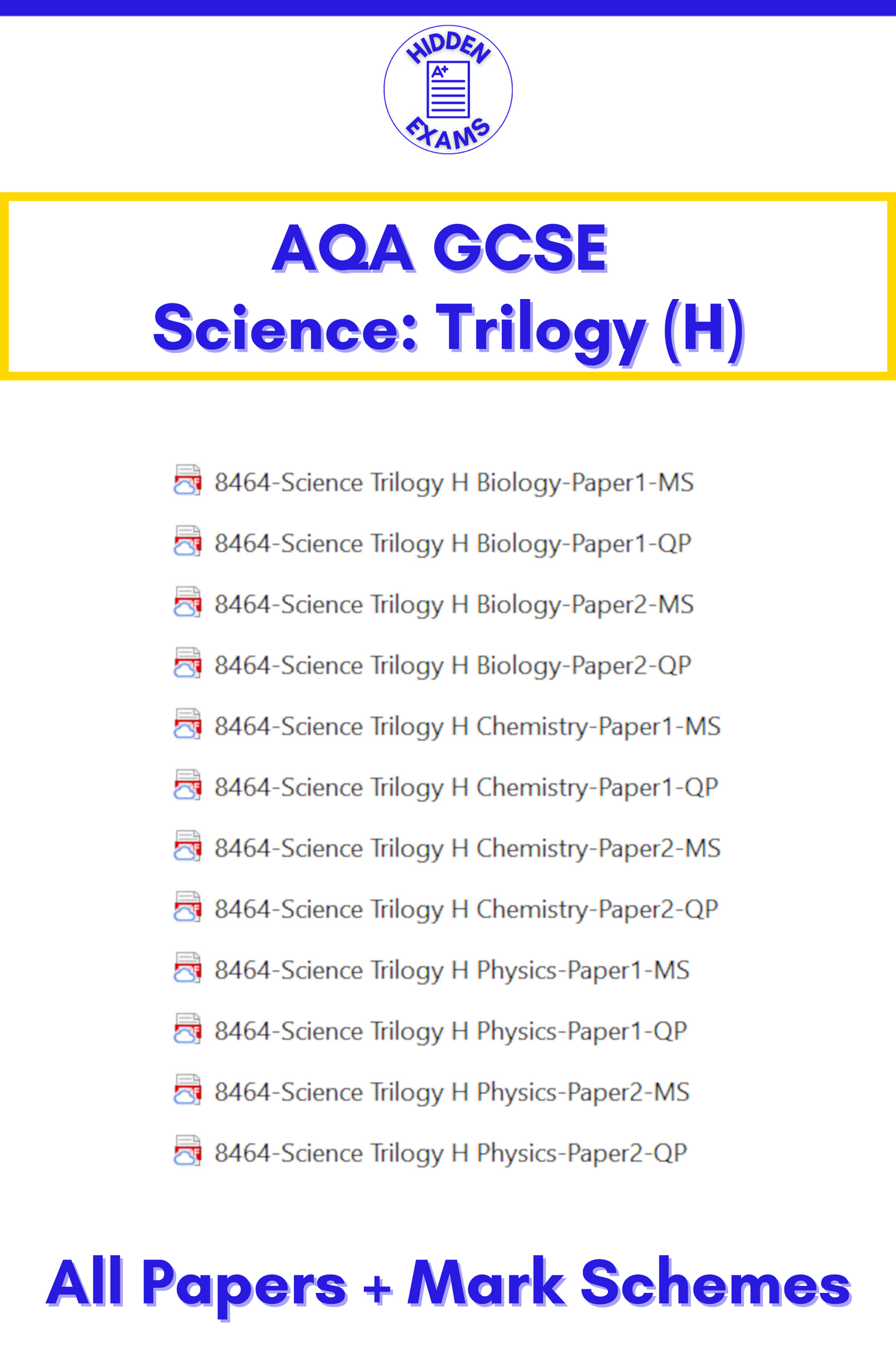 2024 AQA GCSE Science Trilogy Papers & Mark Schemes