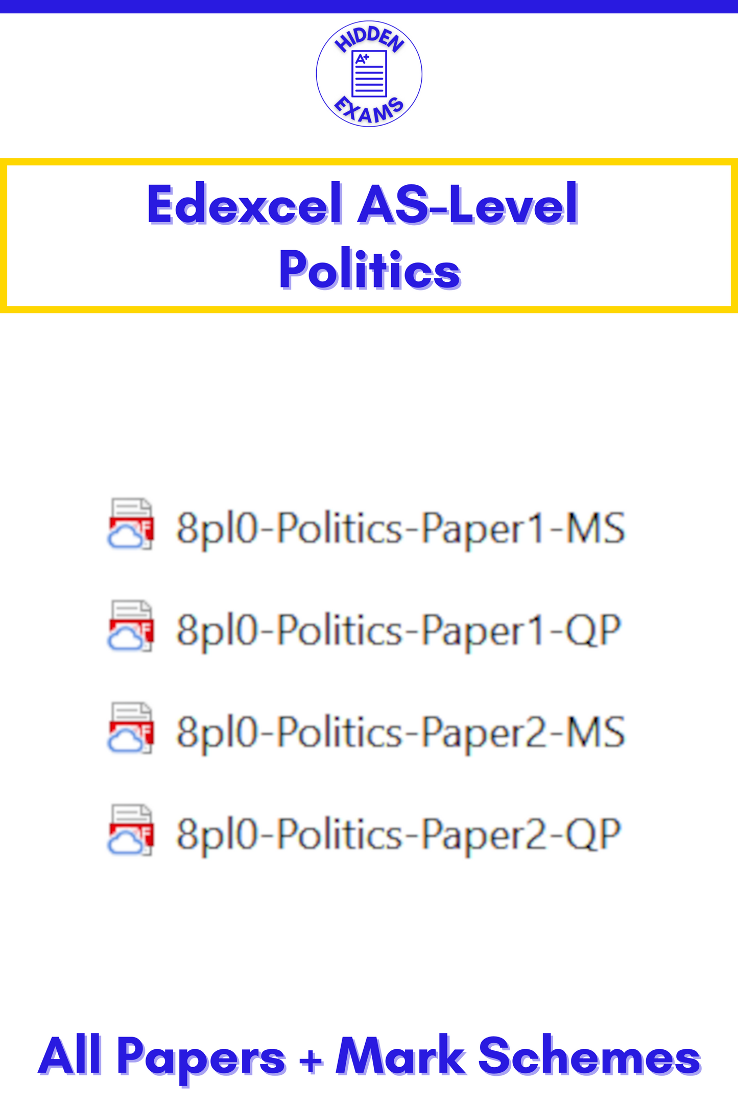 2024 Edexcel AS-Level Politics Papers & Mark Schemes