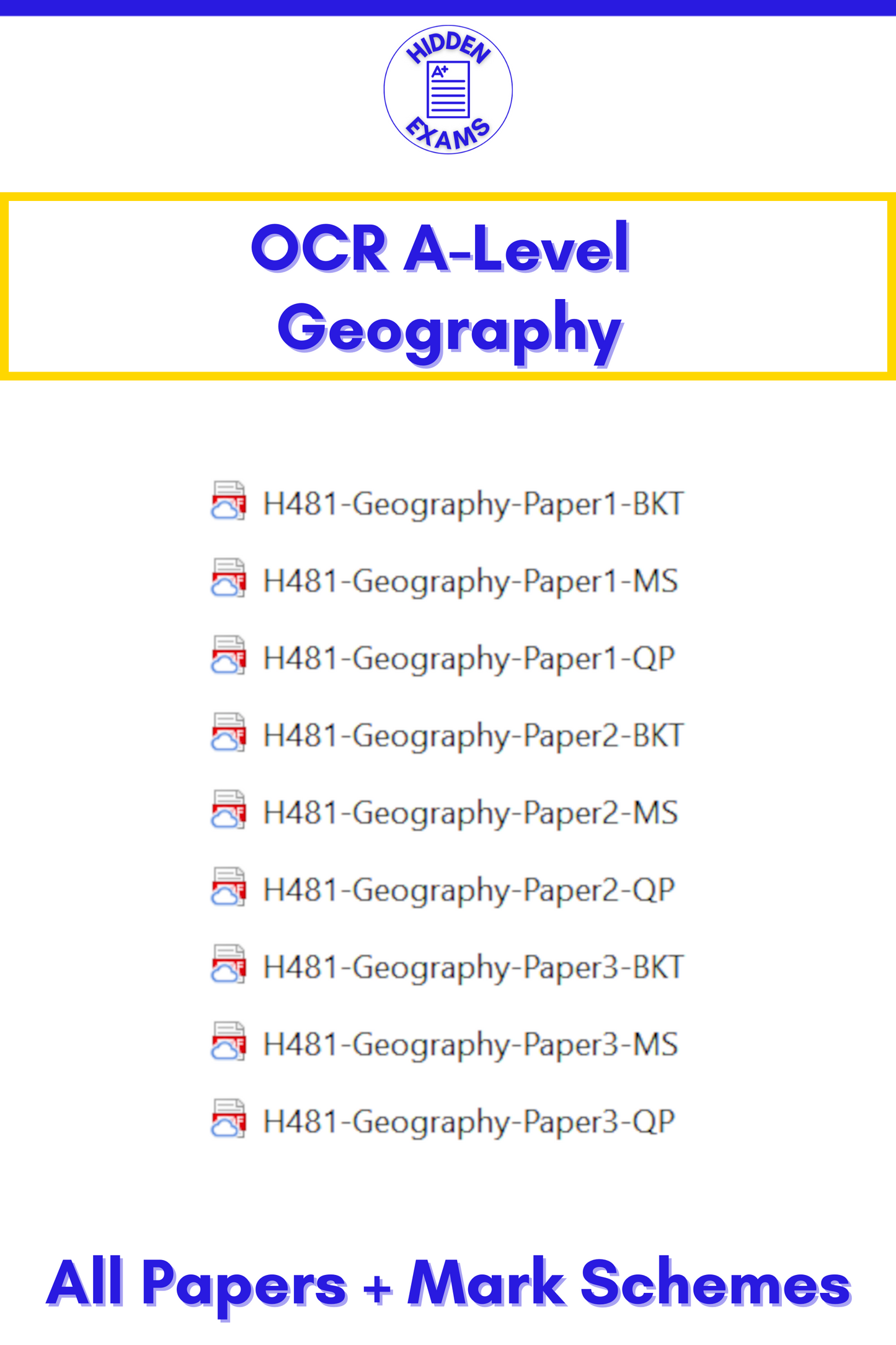 2024 OCR A-Level Geography Papers & Mark Schemes