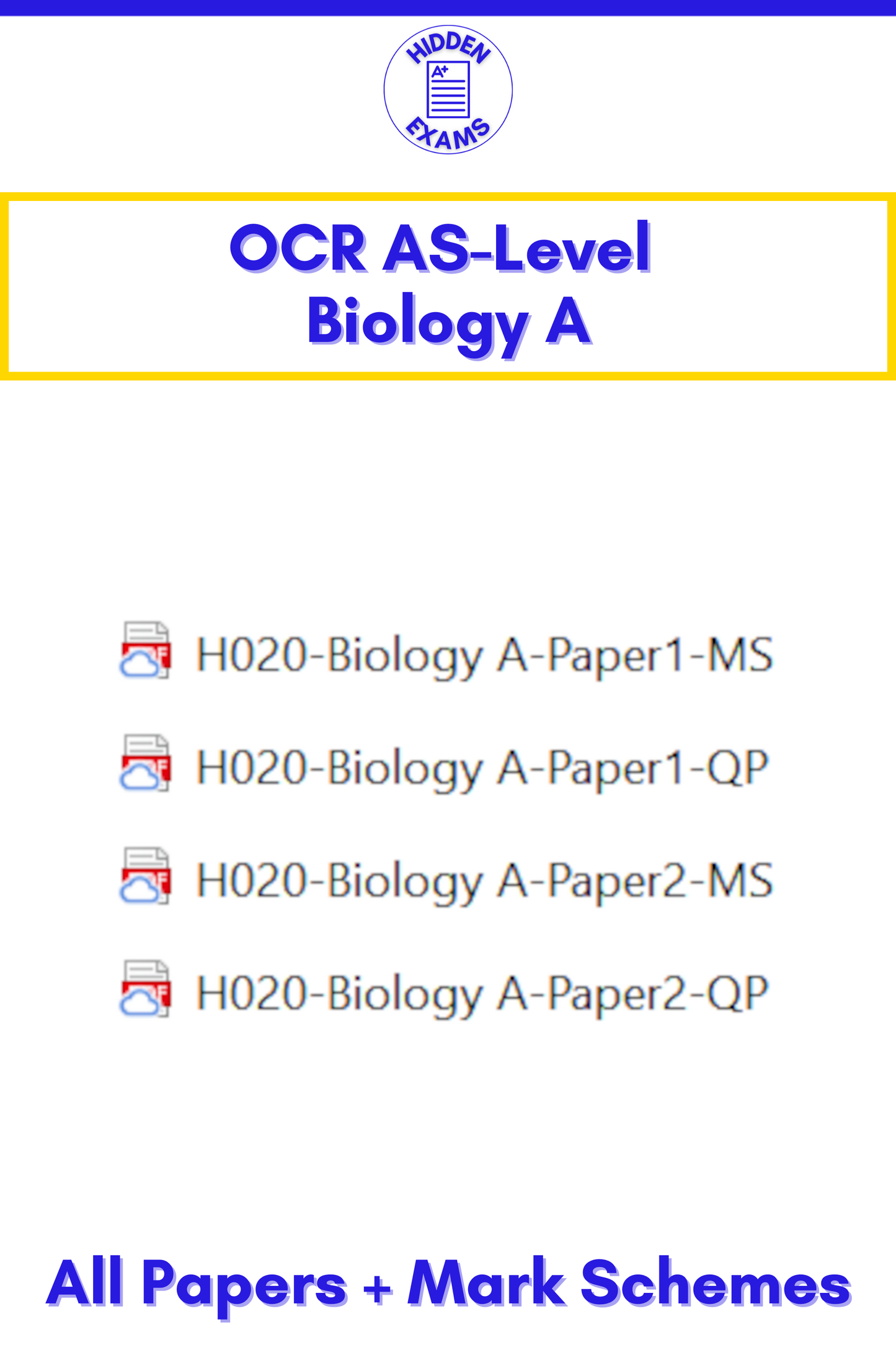 2024 OCR AS-Level Biology A Papers & Mark Schemes