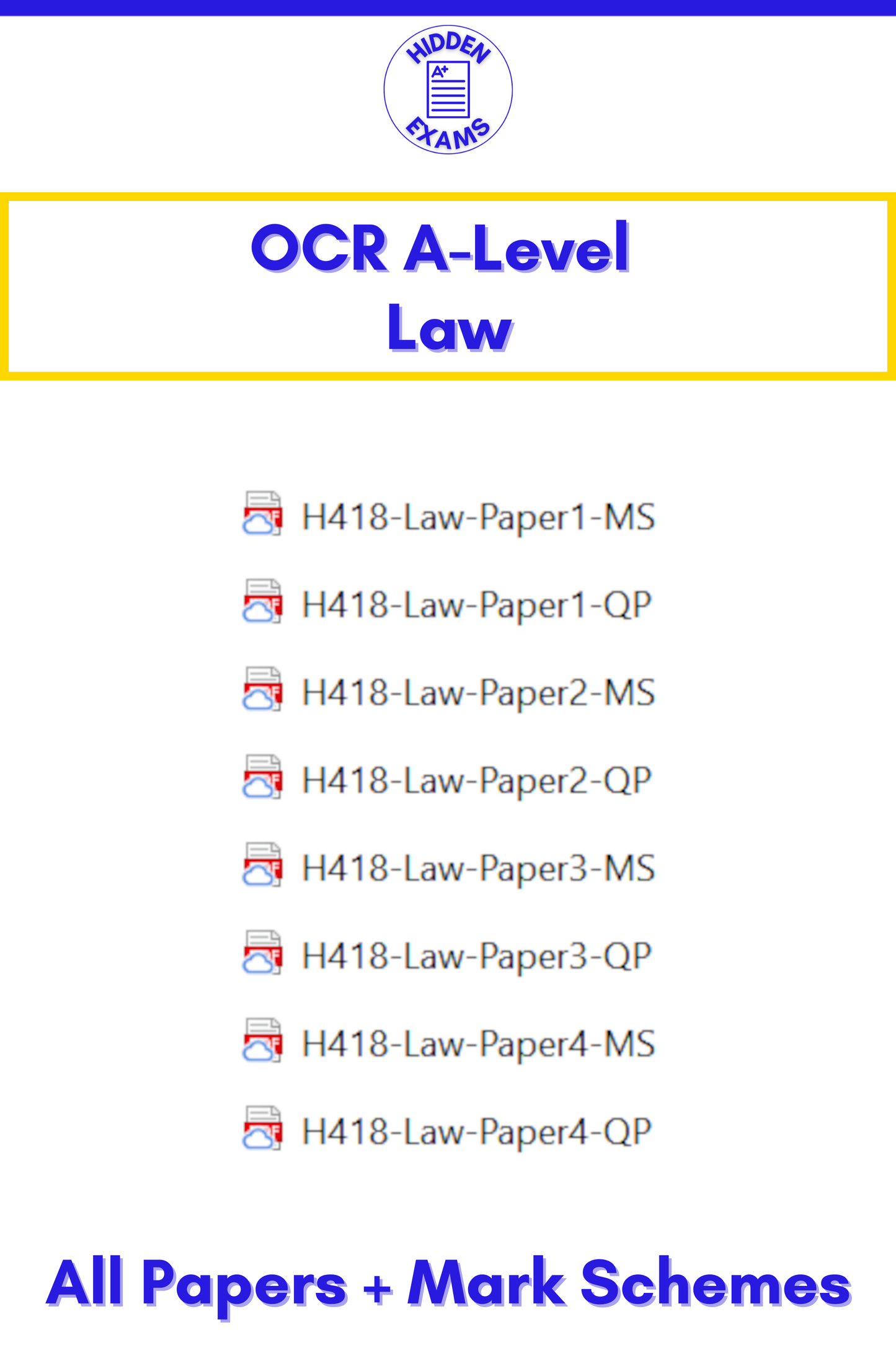 2024 OCR A-Level Law Papers & Mark Schemes