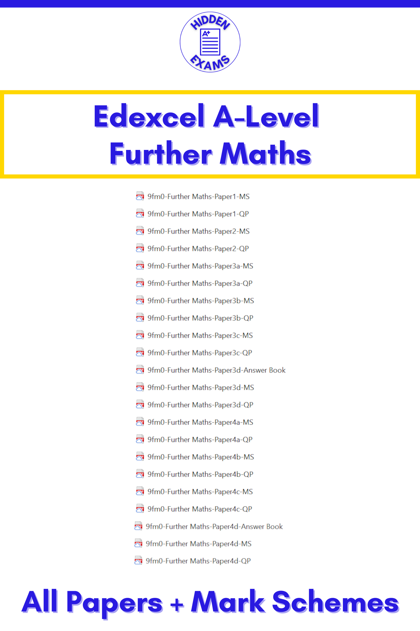 2024 Edexcel A-Level Further Maths Papers & Mark Schemes