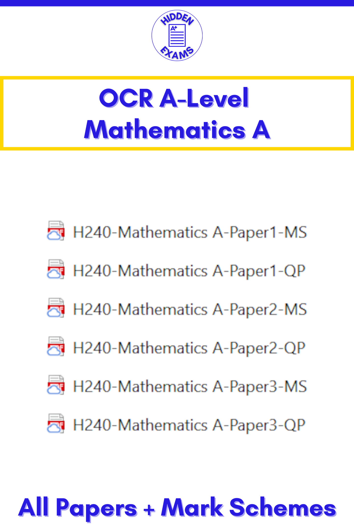 2024 OCR A-Level Maths A Papers & Mark Schemes