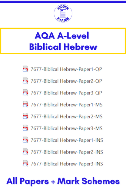 2024 AQA A-Level Biblical Hebrew Papers & Mark Schemes