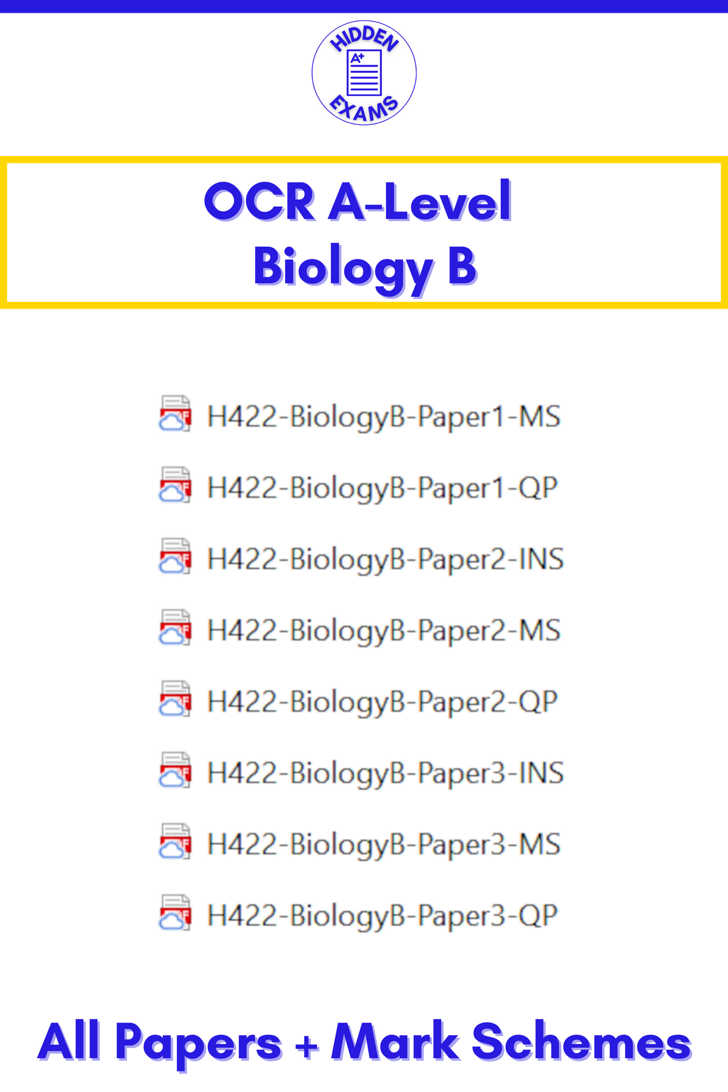 2024 OCR A-Level Biology B Papers & Mark Schemes