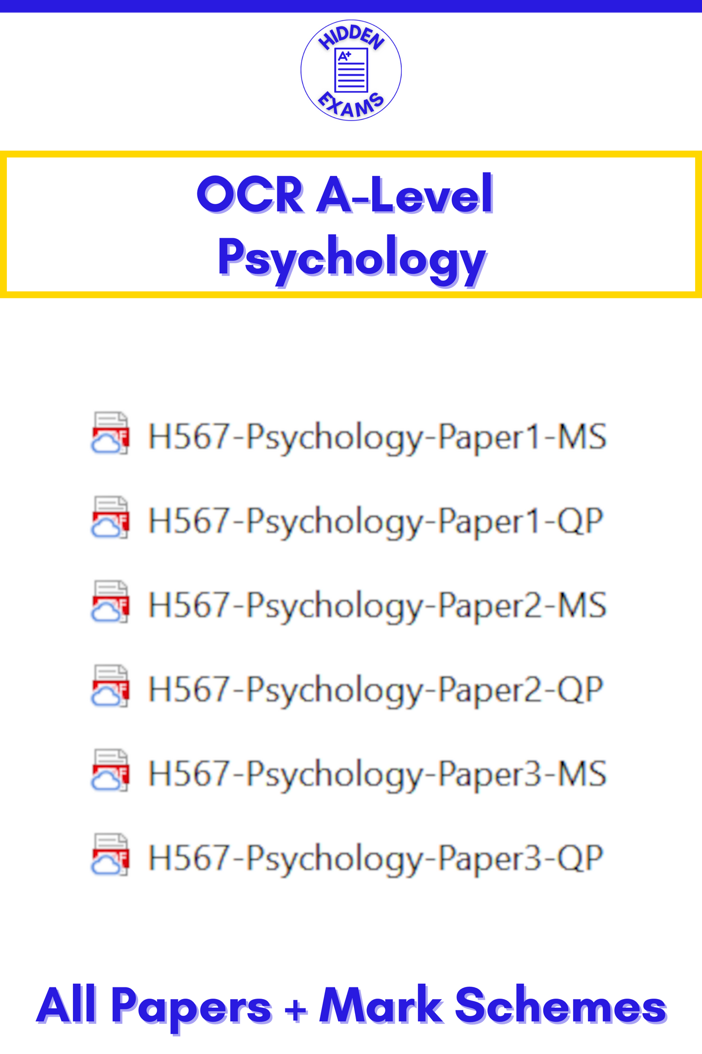 2024 OCR A-Level Psychology Papers & Mark Schemes