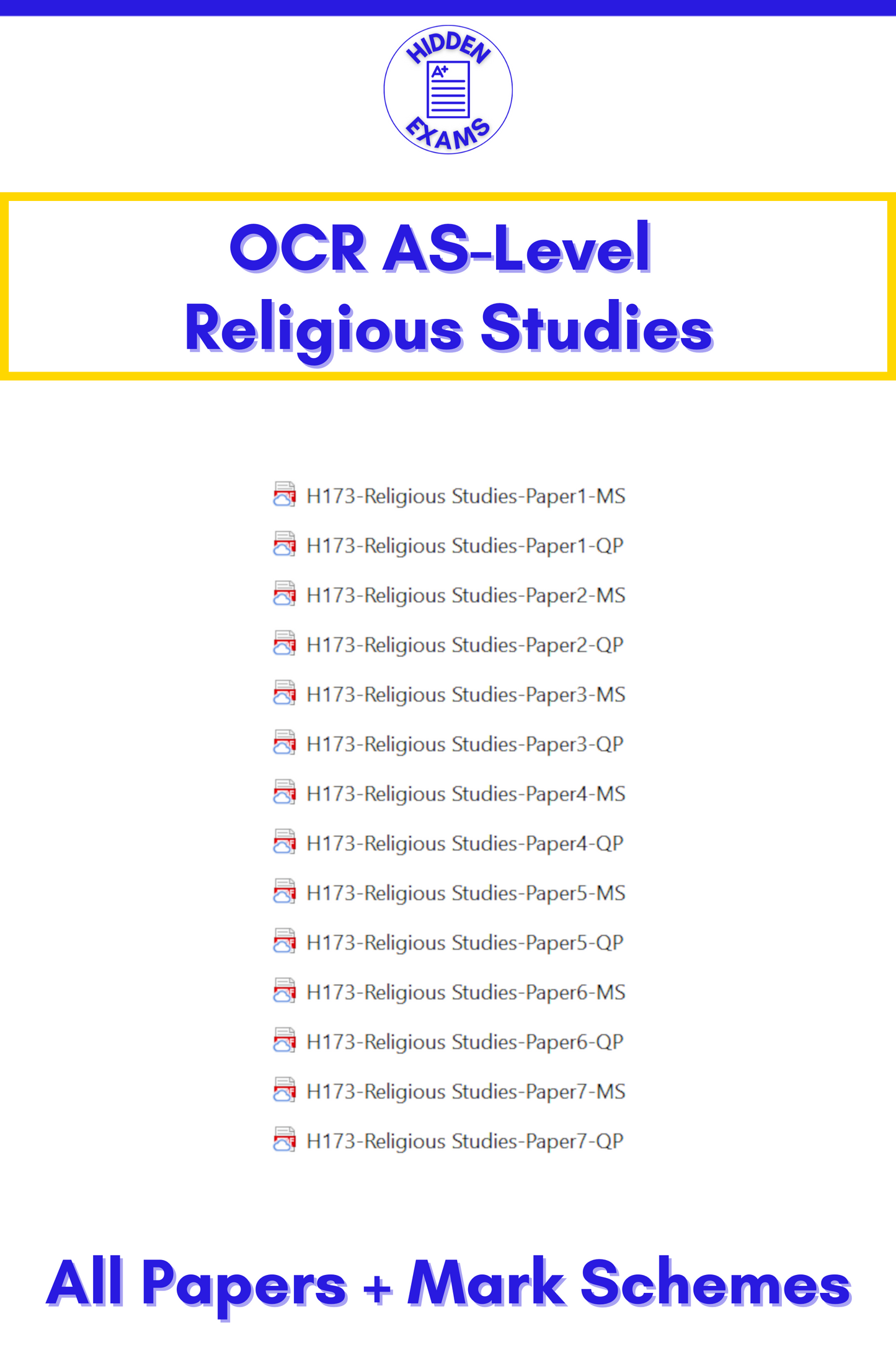 2024 OCR AS-Level Religious Studies Papers & Mark Schemes