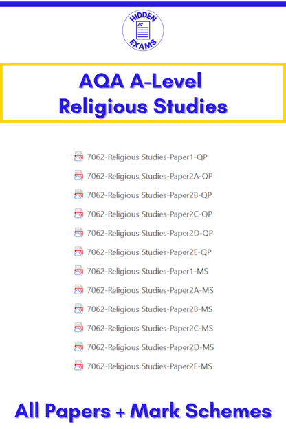 2024 AQA A-Level Religious Studies Papers & Mark Schemes