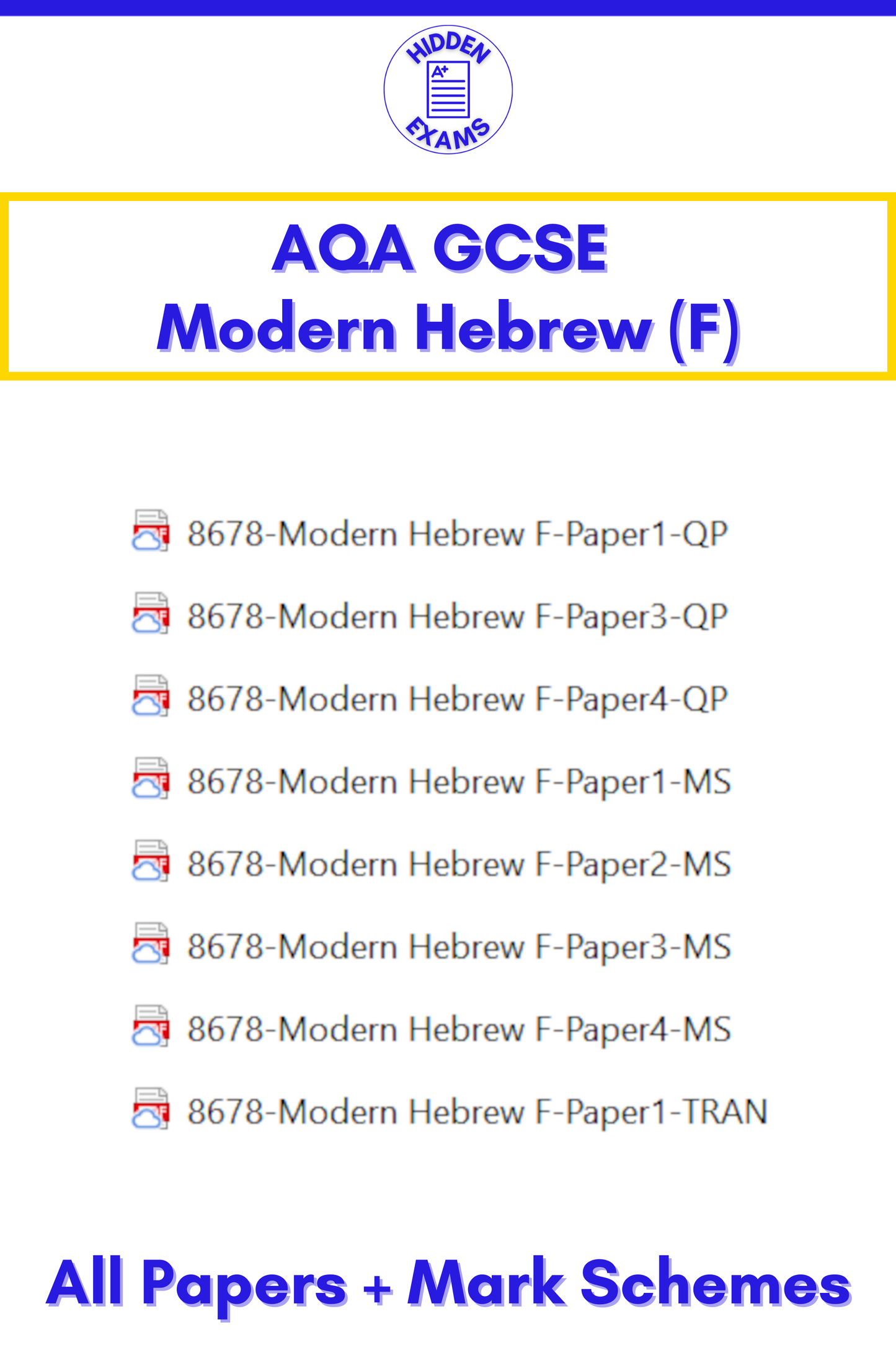 2024 AQA GCSE Modern Hebrew Papers & Mark Schemes