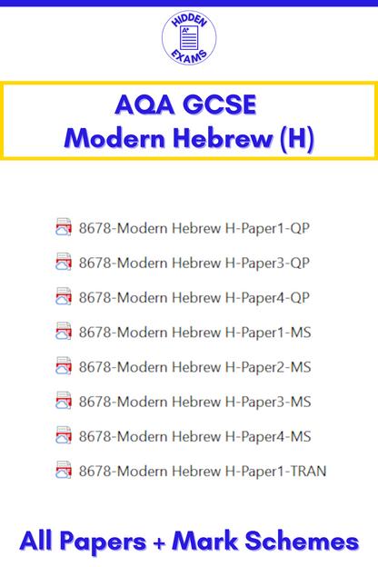 2024 AQA GCSE Modern Hebrew Papers & Mark Schemes