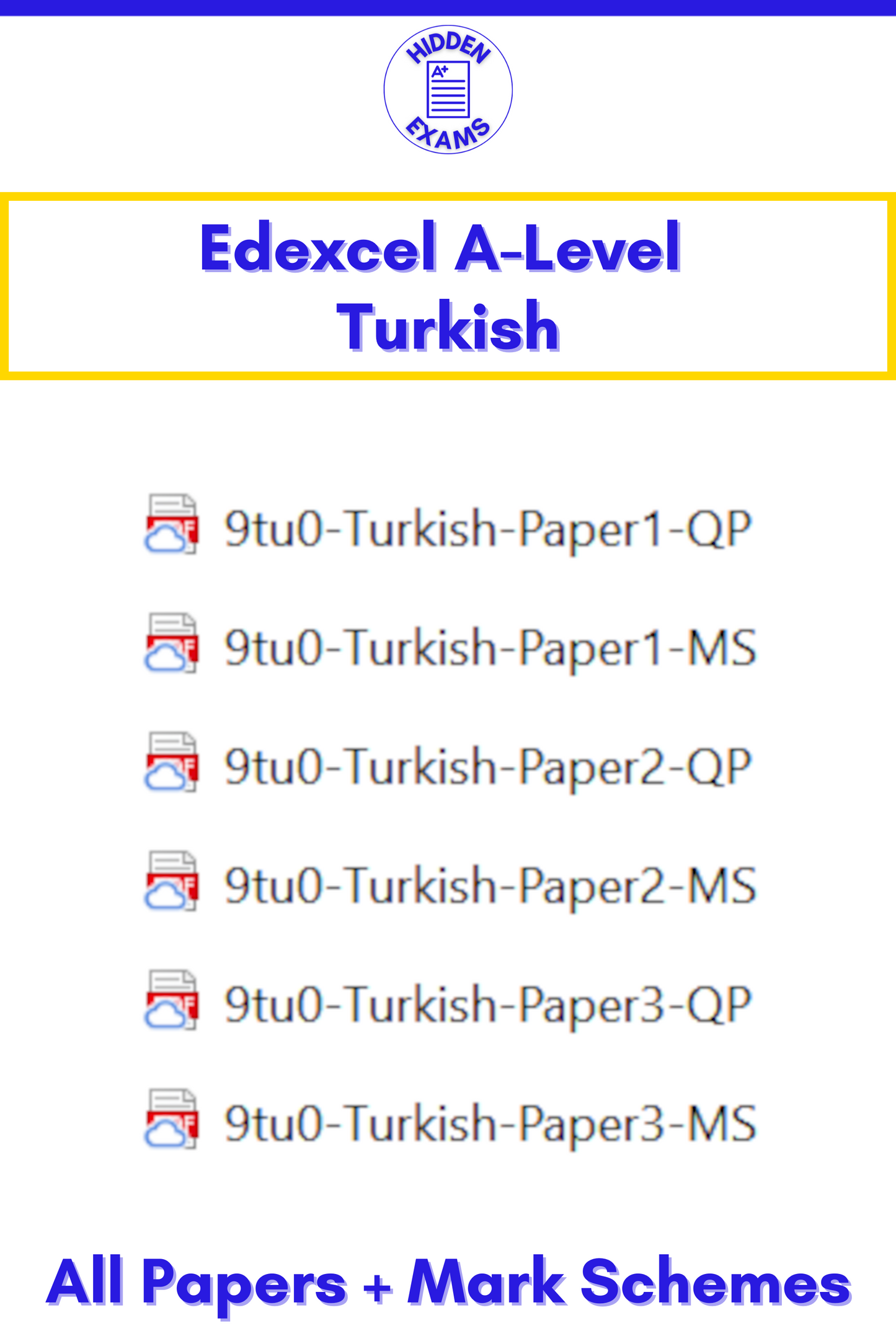 2024 Edexcel A-Level Turkish Papers & Mark Schemes