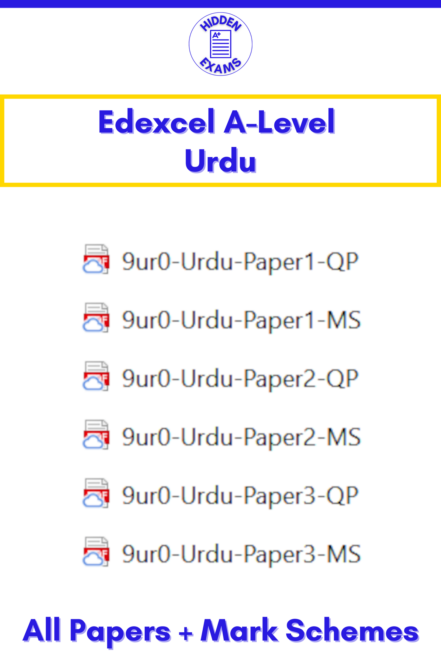 2024 Edexcel A-Level Urdu Papers & Mark Schemes