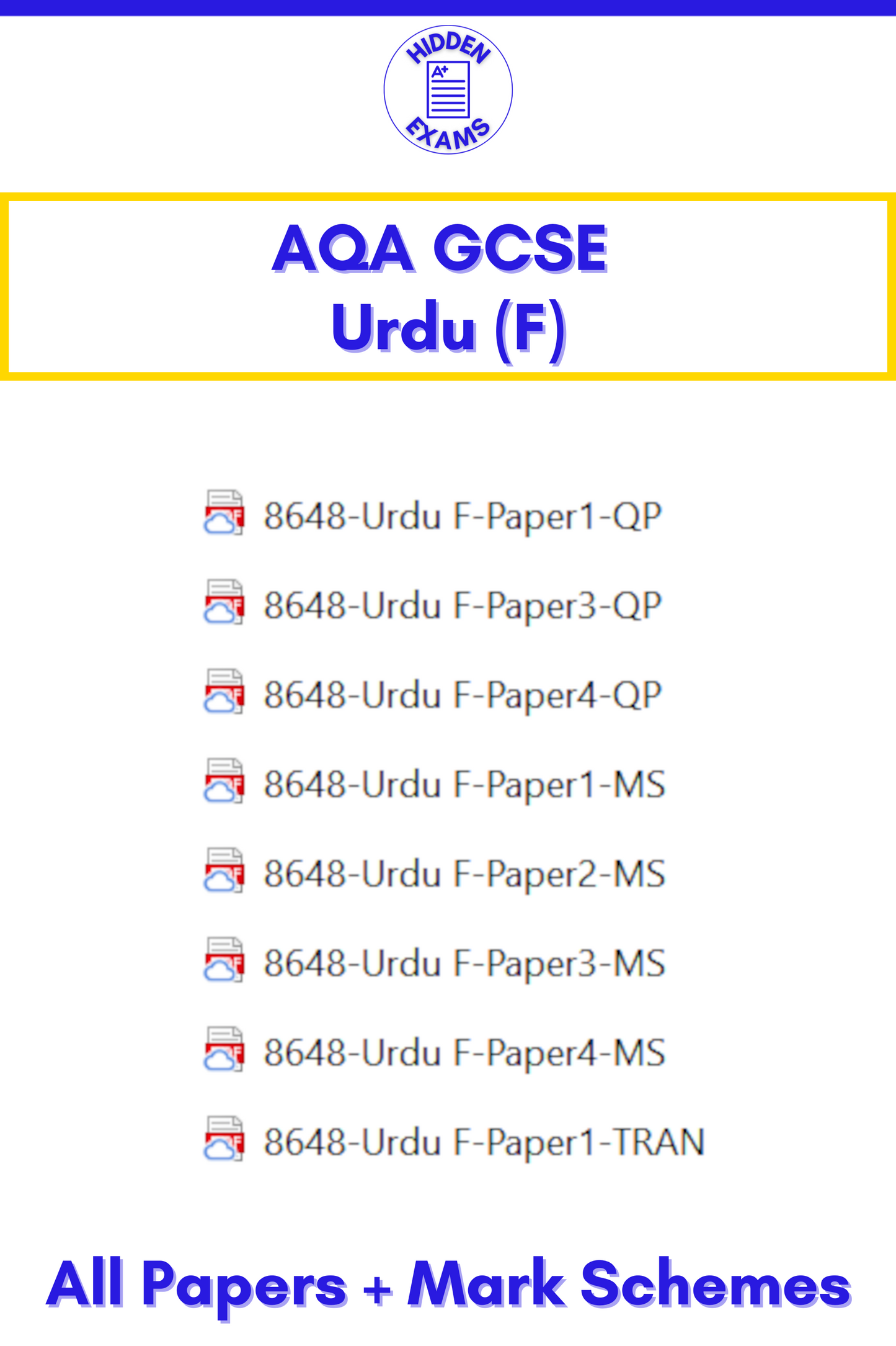 2024 AQA GCSE Urdu Papers & Mark Schemes