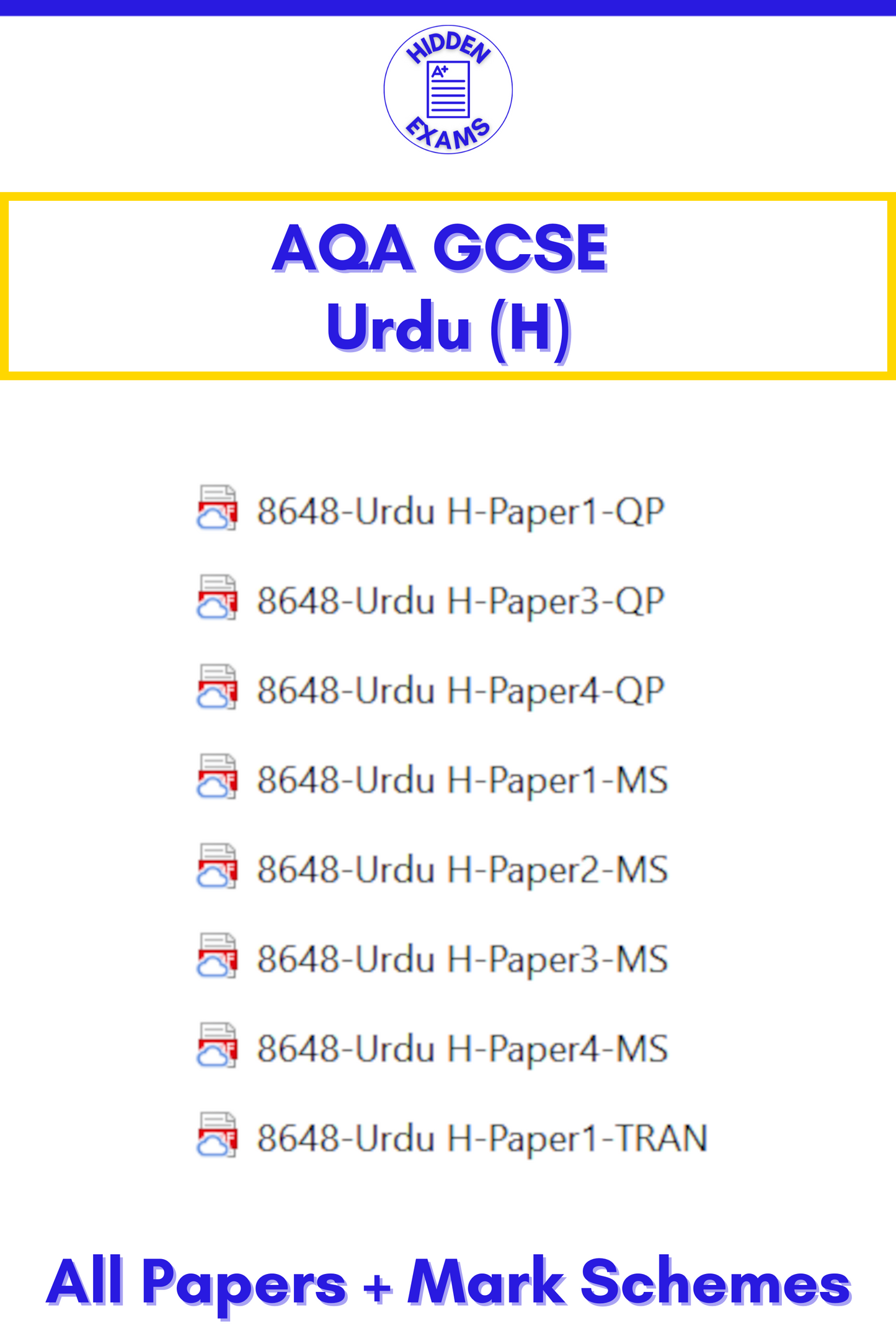 2024 AQA GCSE Urdu Papers & Mark Schemes