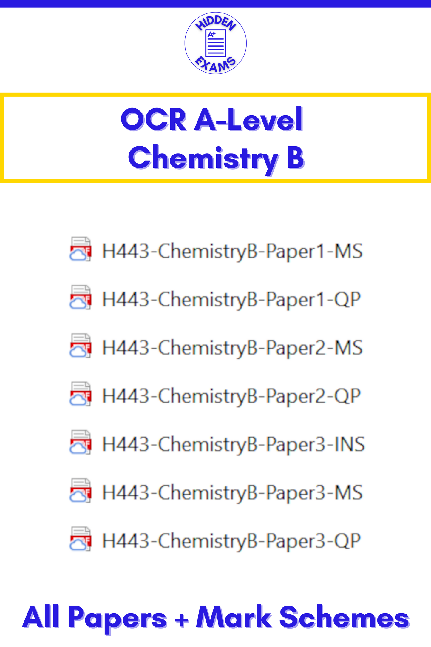 2024 OCR A-Level Chemistry B Papers & Mark Schemes