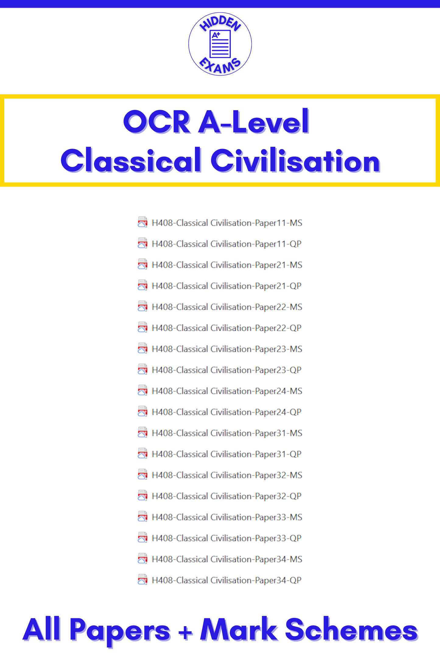 2024 OCR A-Level Classical Civilisation Papers & Mark Schemes