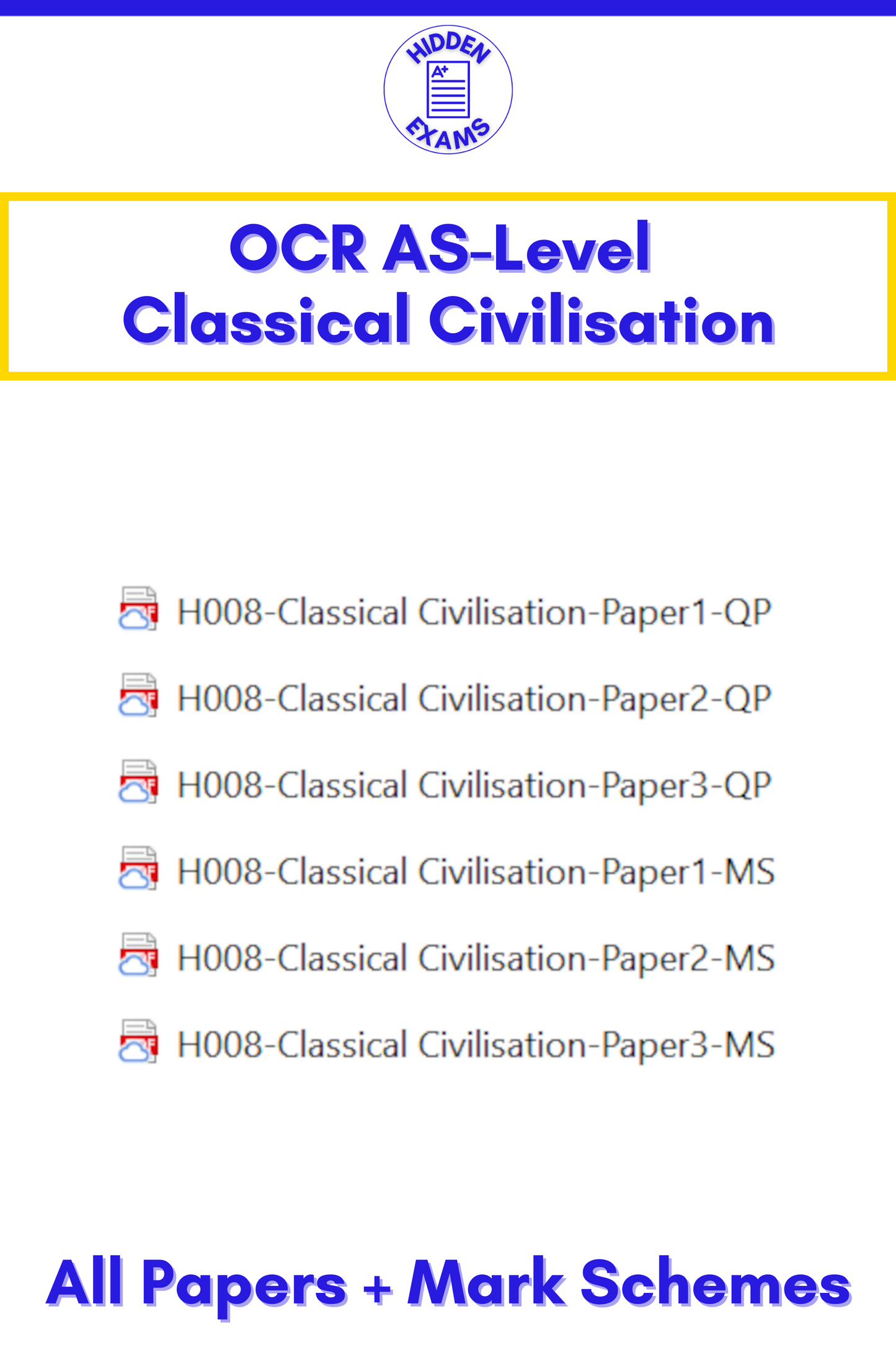 2024 OCR AS-Level Classical Civilisation Papers & Mark Schemes