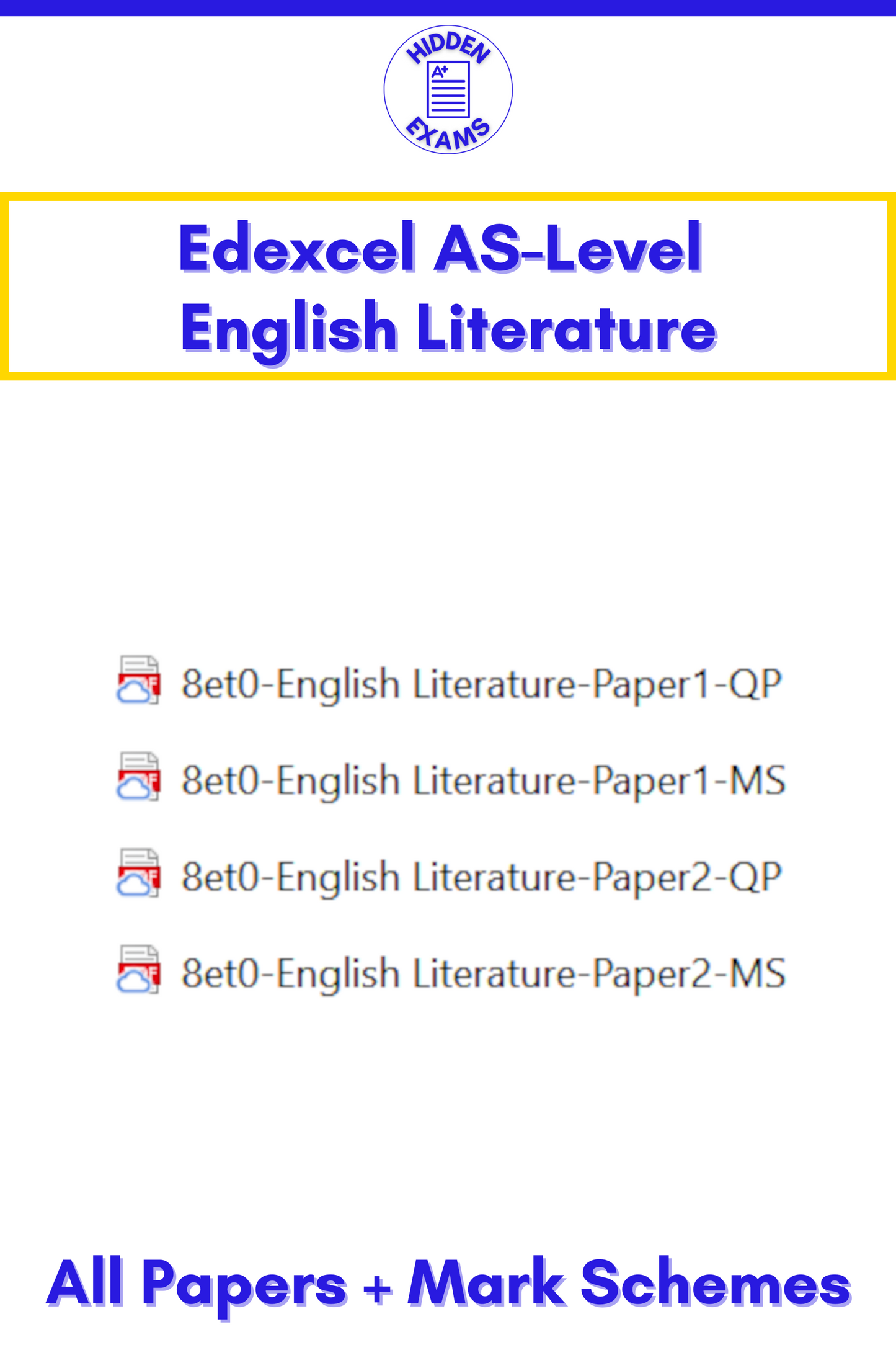 2024 Edexcel AS-Level English Literature Papers & Mark Schemes