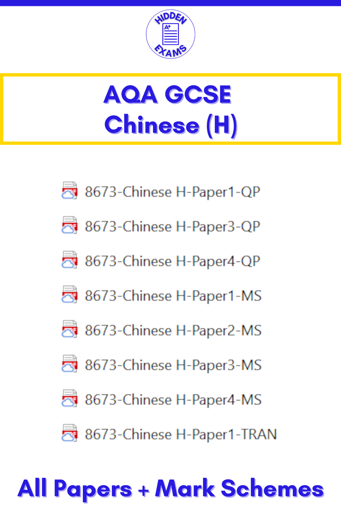 2024 AQA GCSE Chinese Papers & Mark Schemes